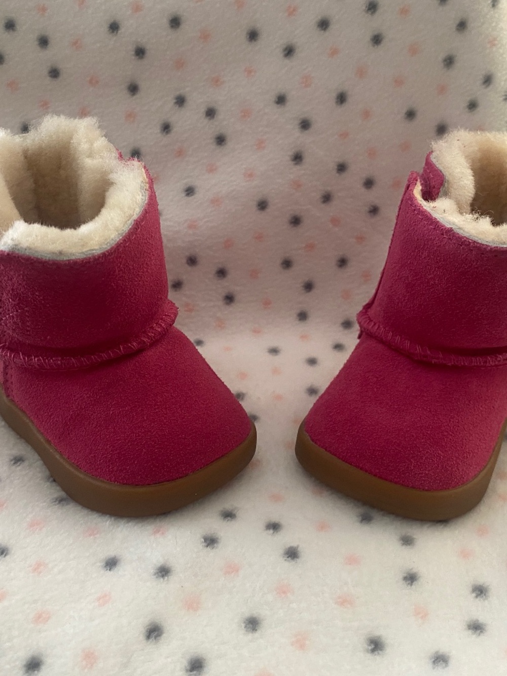 BABY UGGs hot pink suede rubber sole boots size 0/1